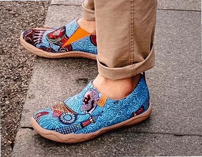 Gr.42 UIN Thriving Painted Leichtgewicht Slip On Loafer Schuhe Komfort Neu