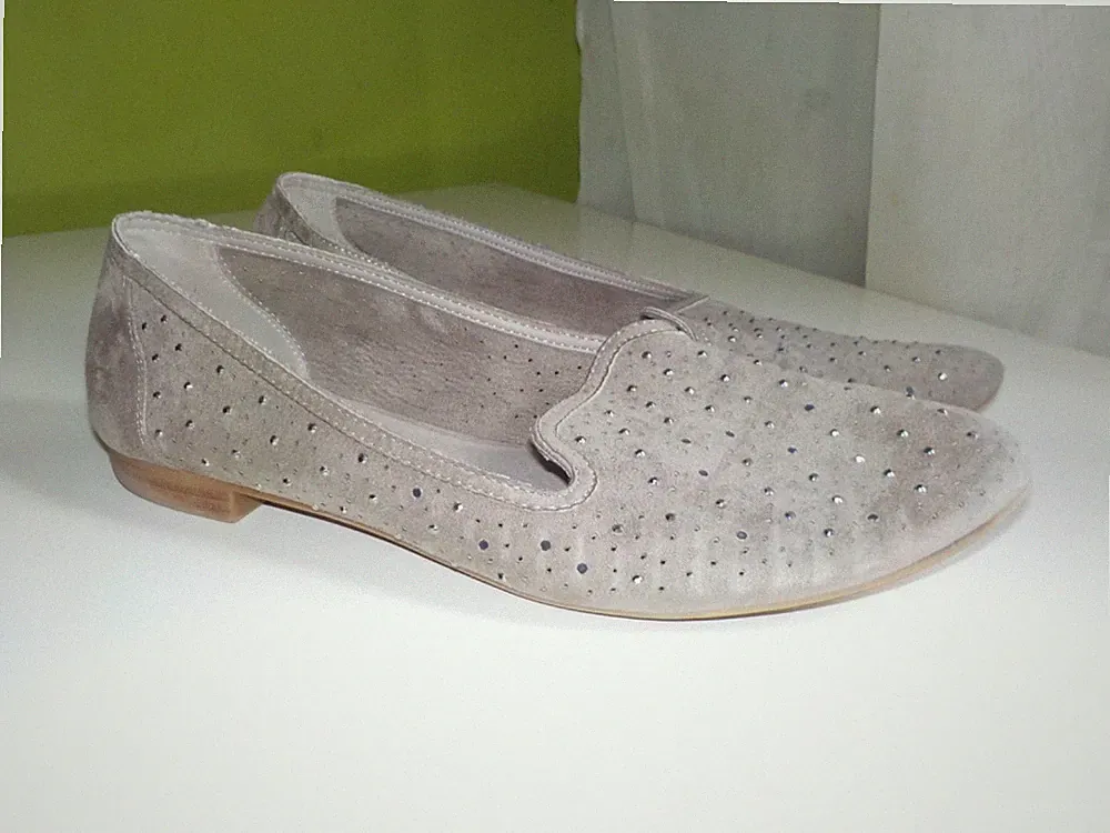 Graceland Damen Ballerina Slipper Loafer Faux Suede Velour Herbst taupe beige 41