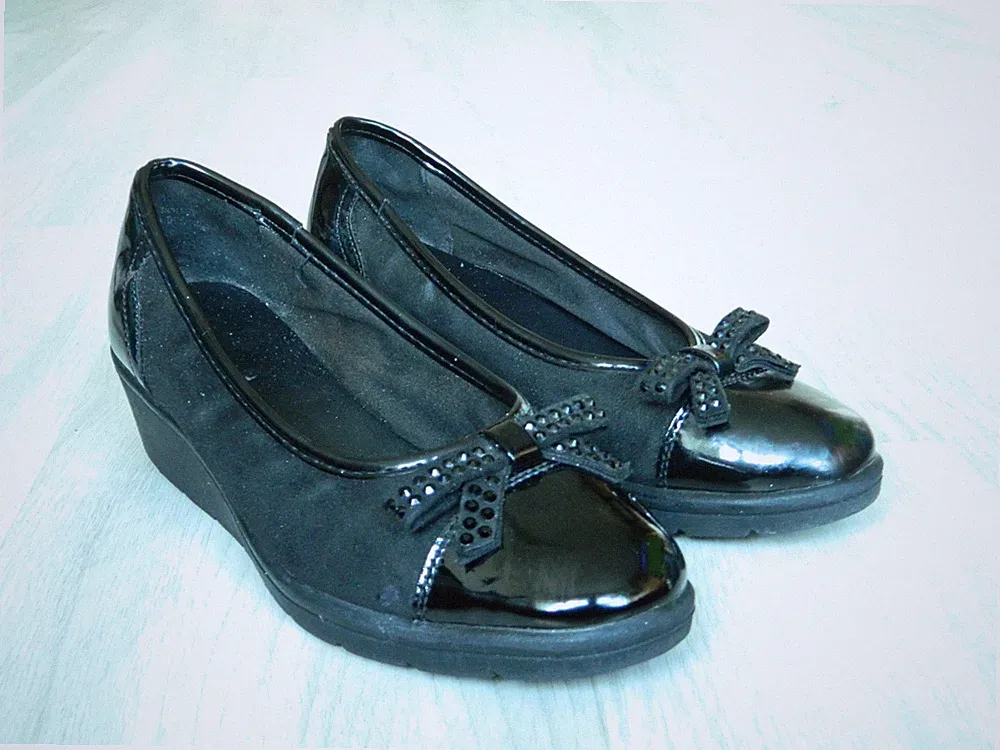 Graceland Damen Keilabsatz Schuhe schwarz Lack & Wildleder Größe 3,5 / 36