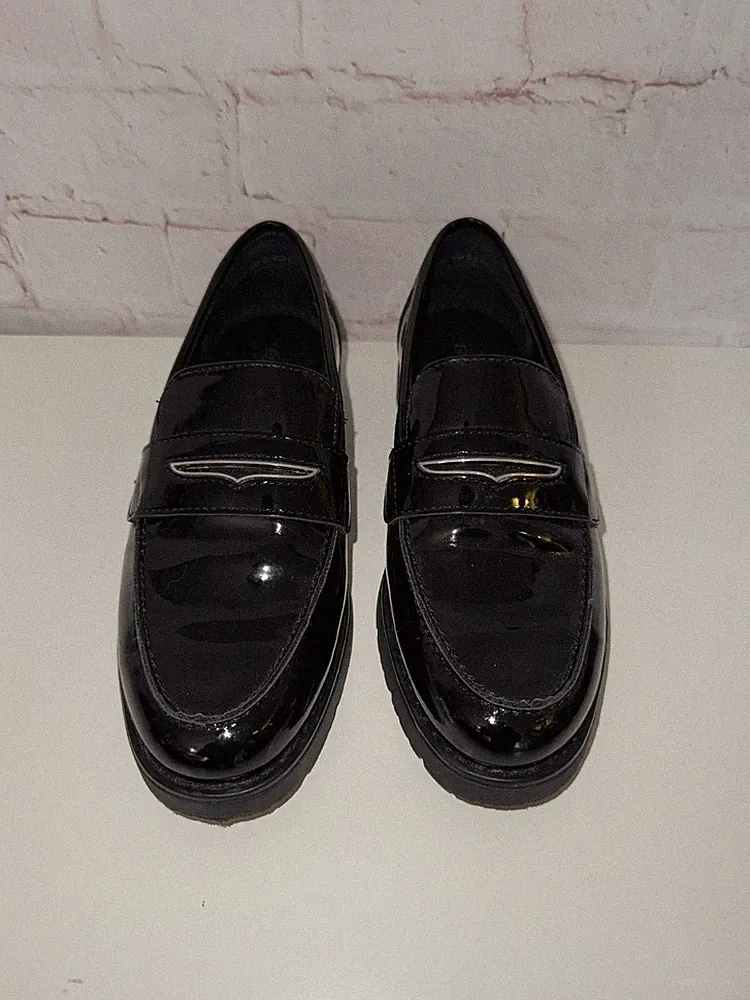 Graceland Damen Loafer Lack Schwarz Gr. 36 Penny Loafer Chunky Business Schuhe