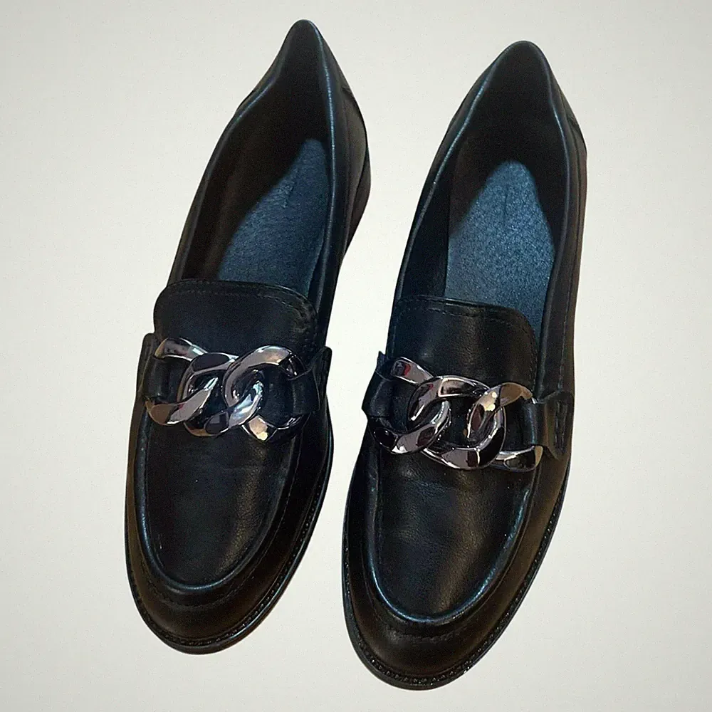 Graceland Damen Loafer Schwarz Kette Elegant Schuhe Gr 38 Flach Klassisch