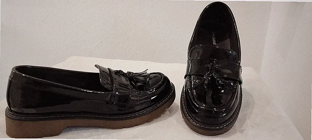 Graceland Lack-Loafer mit Quasten Schwarz Gr. 37 – Plateau-Sohle Top Zustand