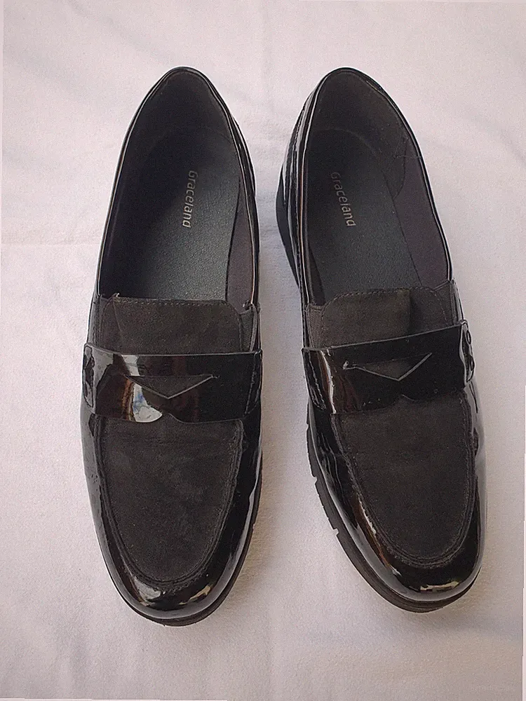 Graceland Loafer Schwarz Damen Gr. 40 Kunstleder/Textil