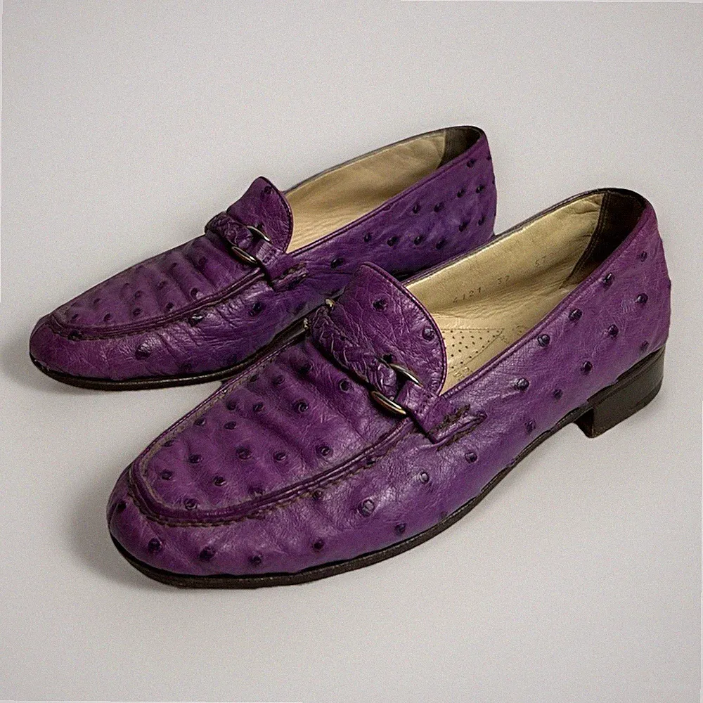 Gravati Straußenleder Halbschuhe Handarbeit Italien Luxus Schuhe Slipper US 7...
