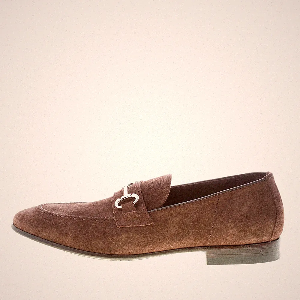 GREEN GEORGE herren schue dunkelbraun suede loafer horsebit Handmade in Italy