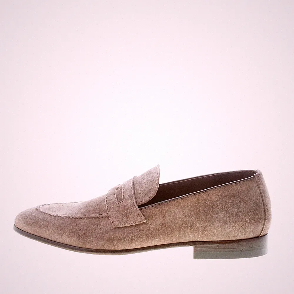 GREEN GEORGE herren schue grau suede penny loafer Handmade in Italy adler