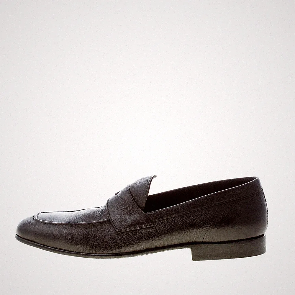 GREEN GEORGE herren schuhe Madein Italy Schwarz weiches Hirschleder Penny Loafer