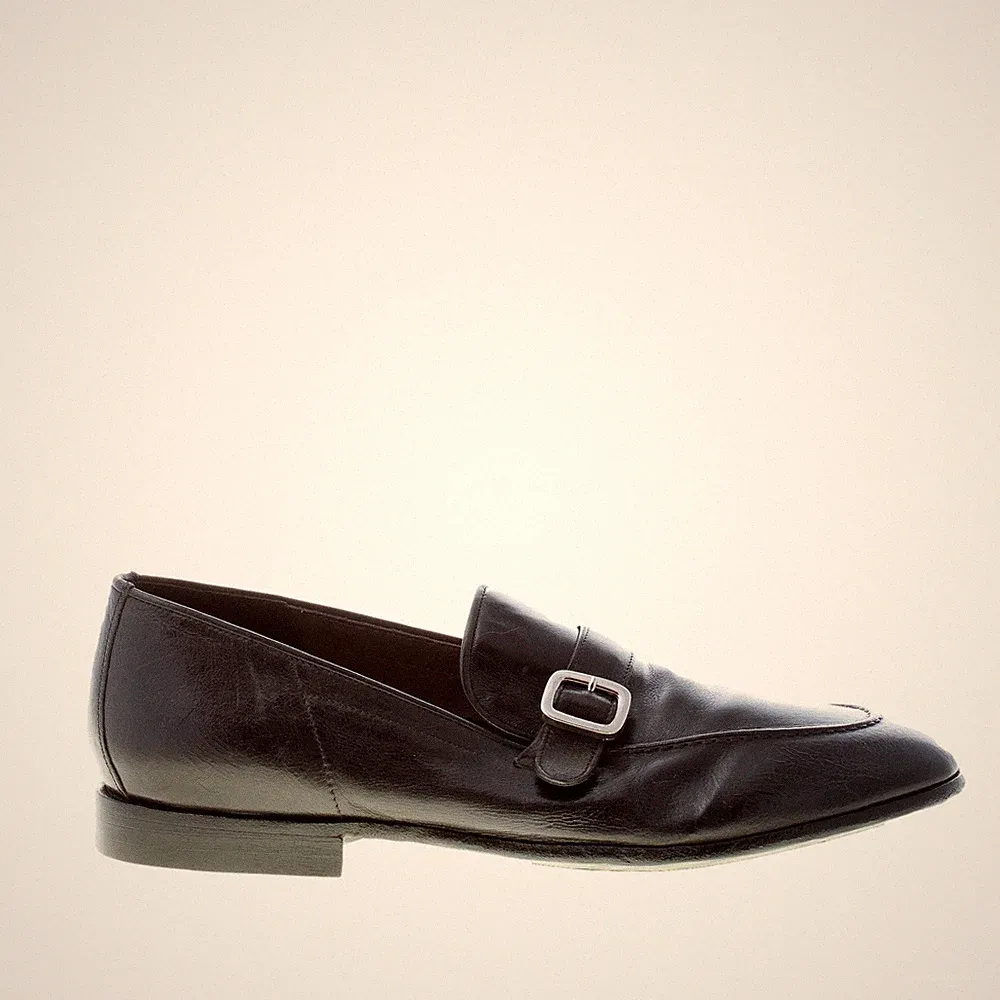GREEN GEORGE herren schuhe schwarz sanft leder handmade in Italy loafer schnalle