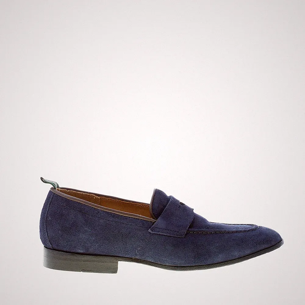 GREEN GEORGE Herrenschuhe Halbschuh Wildleder blau mit Penny Schlaufe Schale
