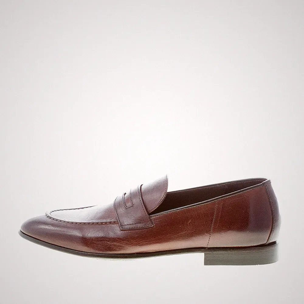 GREEN GEORGE Herrenschuhe Mokassin Handarbeit Leder braun mit Maske