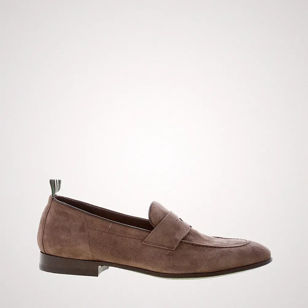 GREEN GEORGE Herrenschuhe Mokassin Handarbeit Penny Wildleder taupe