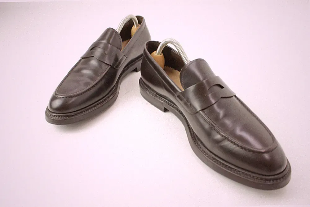 Green George Penny Loafer Slipper Dunkelbraun Leder Handmade Italien UK 8 EU 42