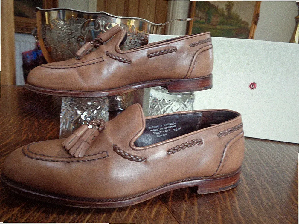 GRENSON ALBAM COGNAC HALBSCHUHE MIT WADENQUASTEN – – UK 7,5– – HERGESTELLT IN ENGLAND