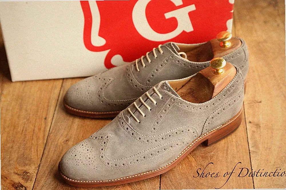 Grenson Grau Wildleder Oxford Brogue Schuhe Herren UK 6 F US 7 EU 40