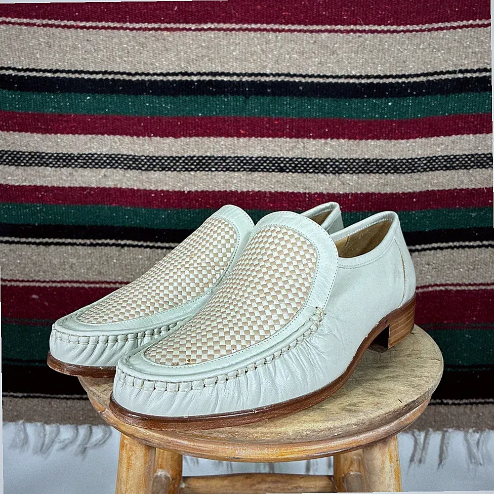 Grenson Grey Checkered Penny Loafers - Herren UK 7,5 - Hand Made In England