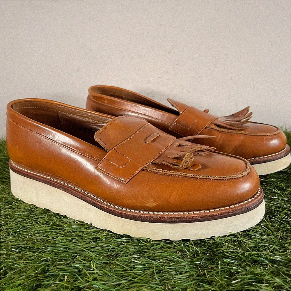 Grenson Halbschuhe Größe 7 Herren Braun Leder Clara V Plateau Quaste Komfort Schuhe