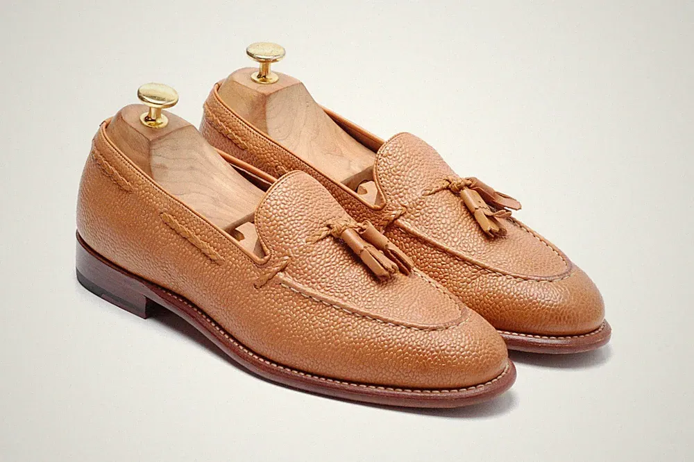 Grenson Halbschuhe Schuhe genarbt hellbraun Quaste - `Scott` UK 6,5 E US 7,5 EU 40,5