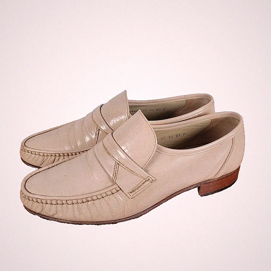 Grenson Halbschuhe Schuhe UK 8,5 US 9,5 Creme Slipper Leder Royal Windsor England