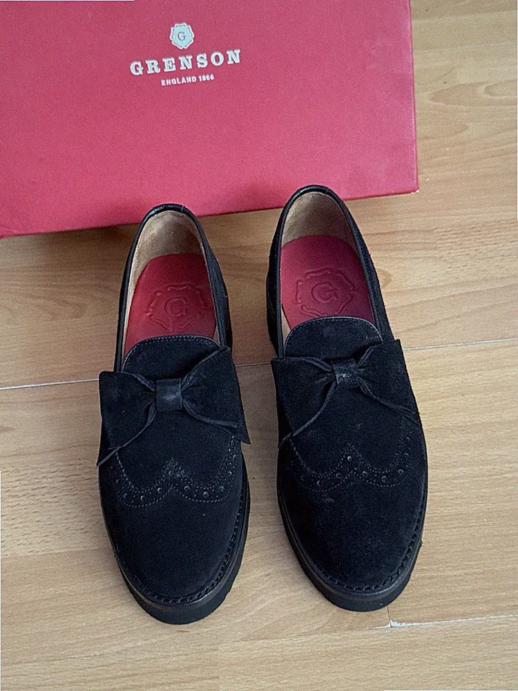 Grenson Kathleen Damen-Slipper schwarz Wildleder Halbschuhe UK 5