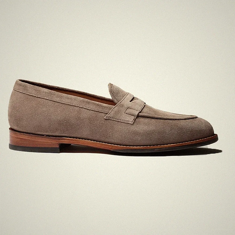 Grenson Lloyd Wildleder Penny Loafer Gr. 7 / 41 taupe Wildleder UVP 295£