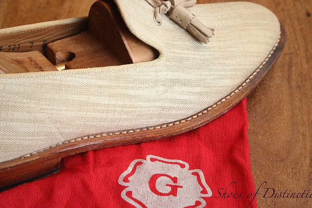 Grenson Quasten Beige Canvas Schuhe Halbschuhe Herren UK 7 E US 8 EU 41