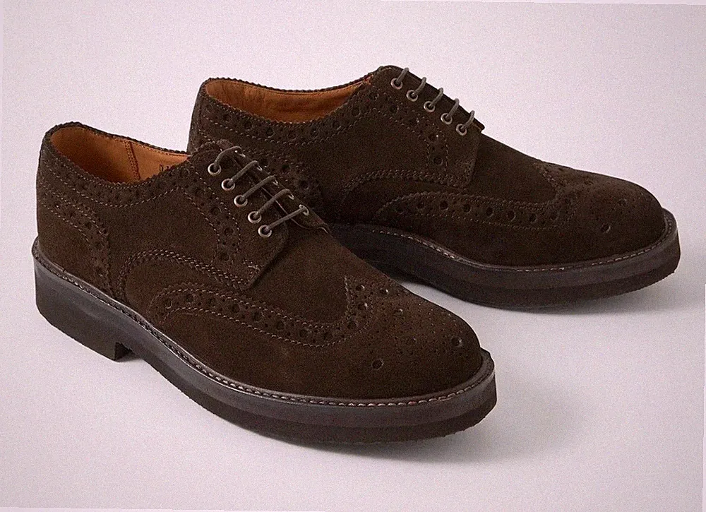 Grenson Schuhe Archie Halbschuhe dunkelbraun Wildleder, Made in England, Größe 10 G.