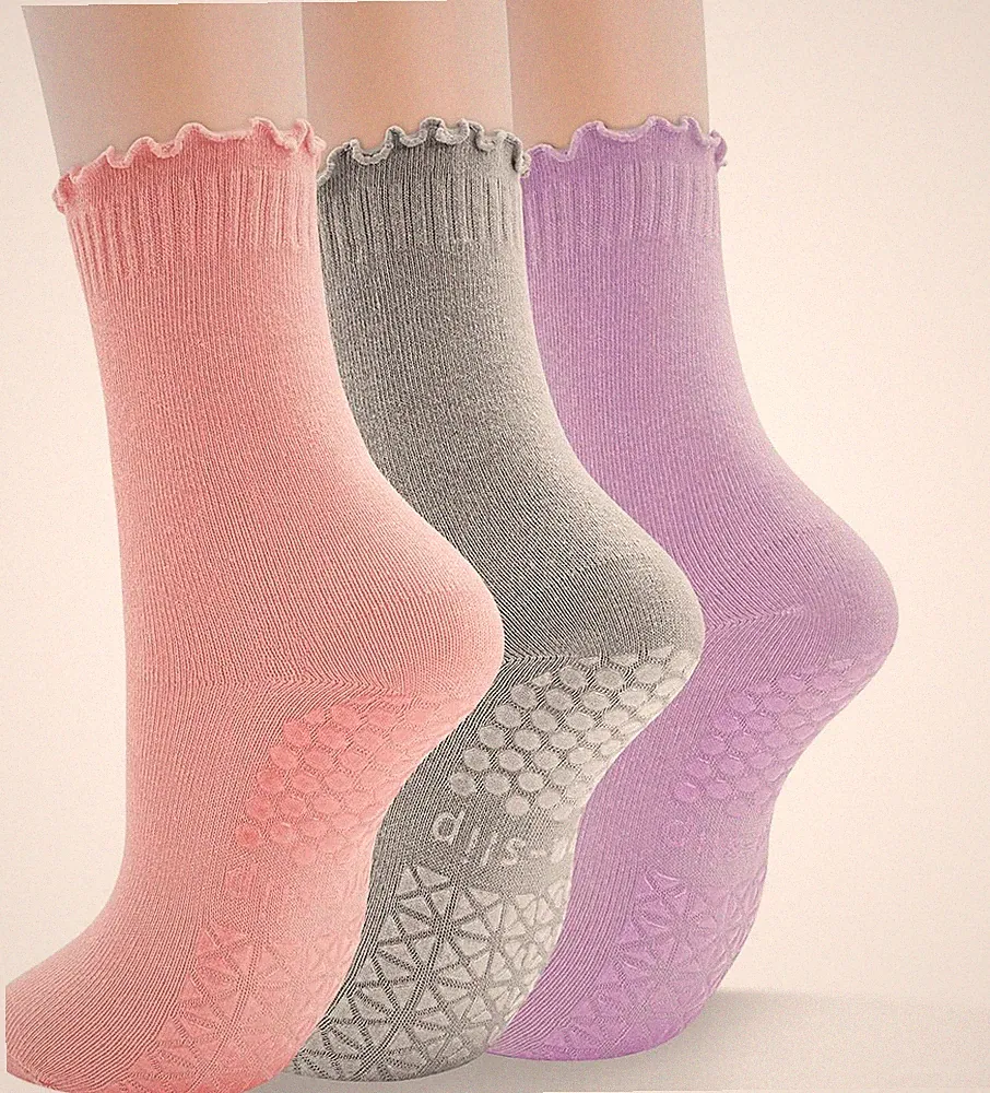 GRPSKCOS Yoga Socken Damen 3 Paar Pilates Socken Antirutschsocken Stoppersocken