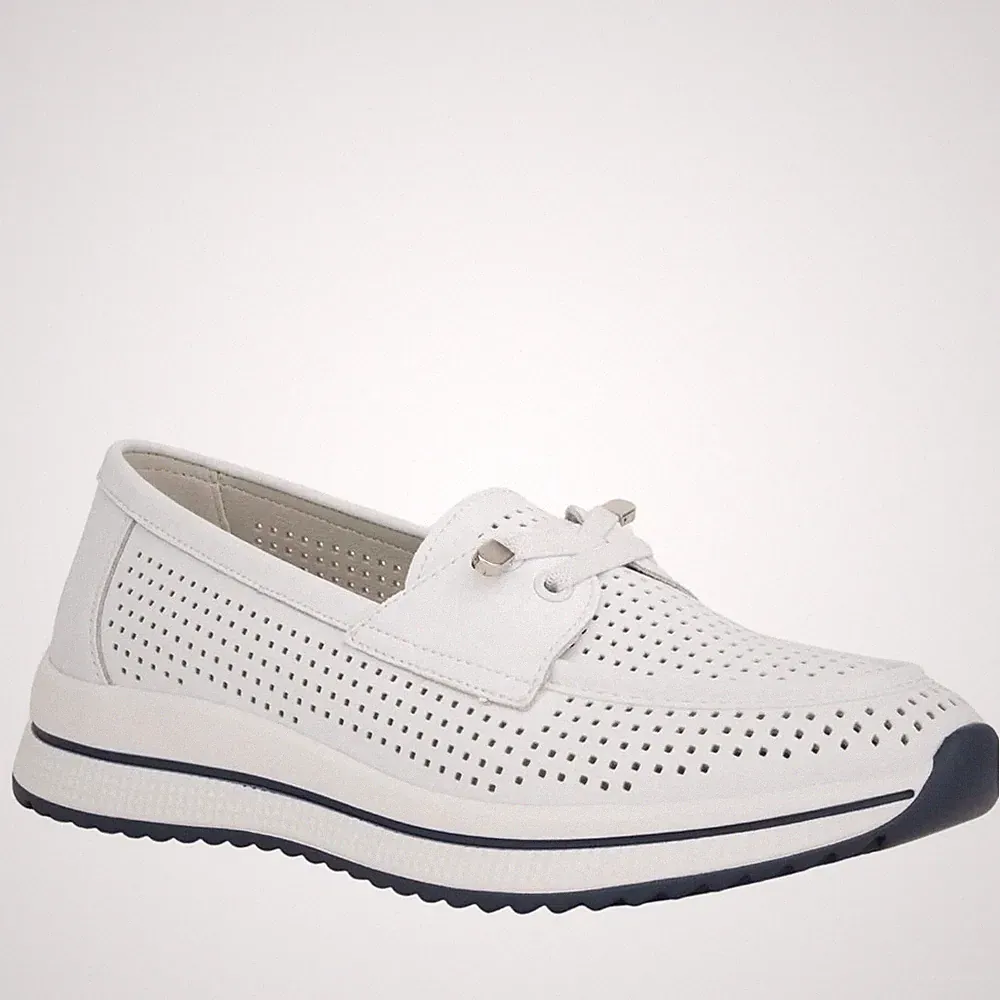 Grüner Schuhe Munich Damen Weiße Leder Loafer Freizeit GRU658225112