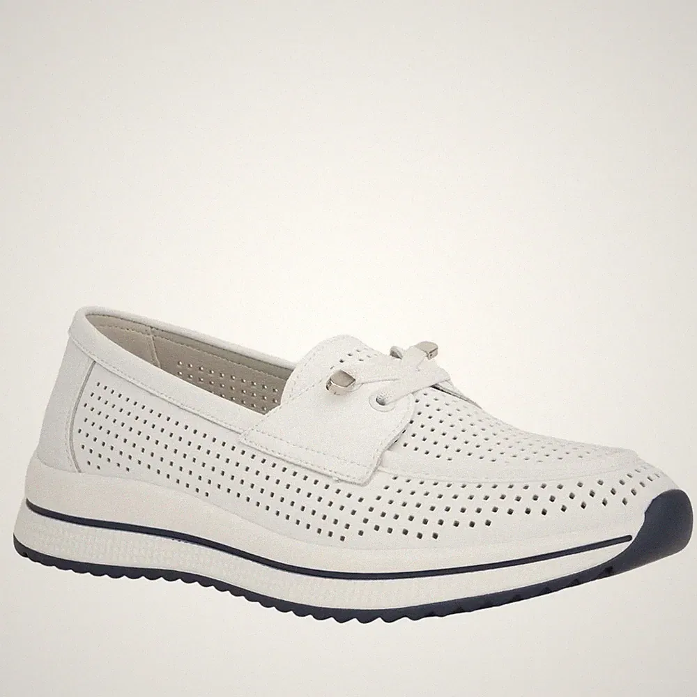 Grüner Schuhe Munich Damen Weiße Leder Loafer Freizeit GRU658225112