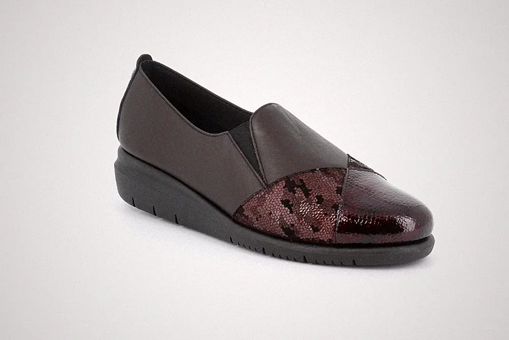 Grunland SC5565 Slipper Halbschuhe Leder bordeaux Keilabsatz 4 cm SALE