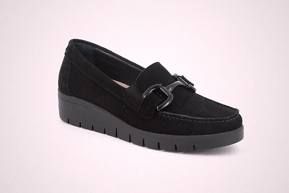 Grunland SC5584 Slipper Halbschuhe Wildleder schwarz Keilabsatz 4 cm Made in Italy SALE