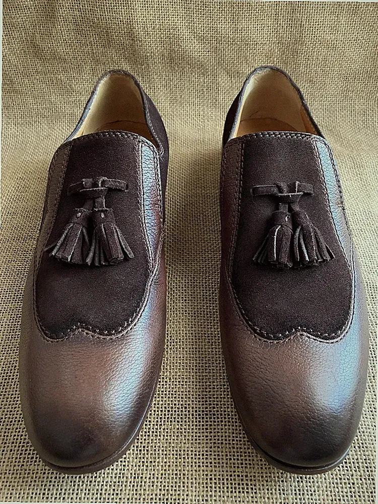 Gucci 271299 Herren Dunkelbraun Leder Slipper Quaste Halbschuhe Größe UK 6 ||...