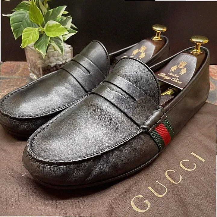 Gucci 566294 Web Leather Men Loafer Flats / Gr. 42,5 / 8 1/2