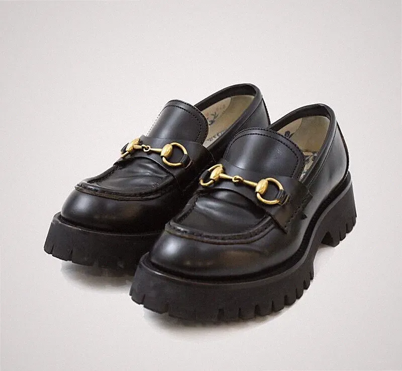 Gucci 577236 Leder Loafer mit Horsebit in Schwarz 38 156994871
