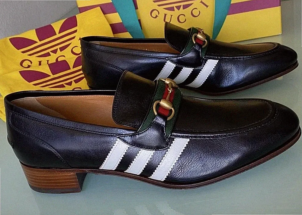 GUCCI × Adidas Black Horsebit Sherry Line Halbschuhe Größe UK11,5 US 12 EU45,5
