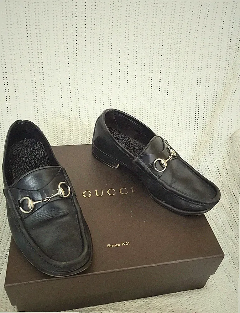 Gucci Authentic Unisex Black Leather Horsebit Loafers Gr. Eur41 E UK 6 or 5.5