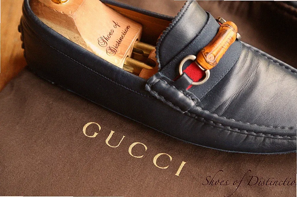 Gucci Bamboo Bit Blau Leder Halbschuhe Fahrschuhe Herren UK 8,5 US 9,5 EU 42,5