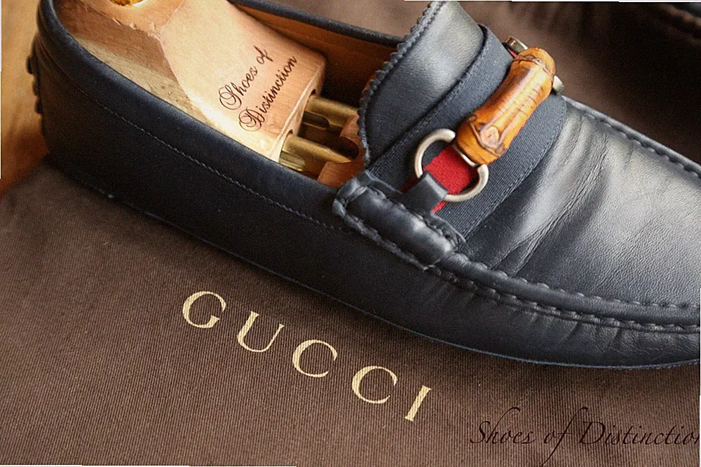 Gucci Bamboo Bit Blau Leder Halbschuhe Fahrschuhe Herren UK 8,5 US 9,5 EU 42,5