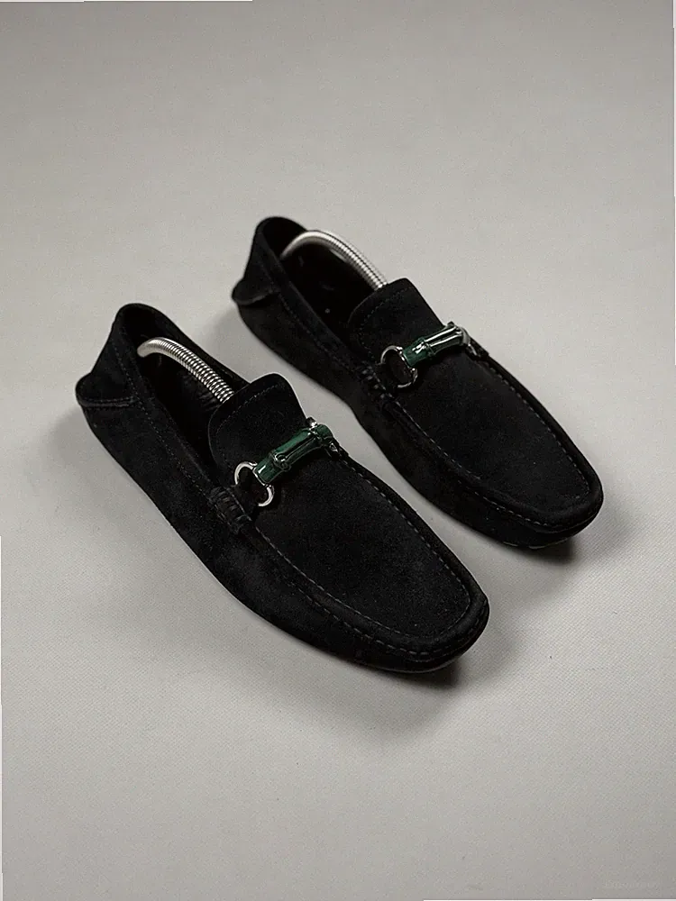 Gucci Bamboo Horsebit Herren Wildleder Klassisch Formell Halbschuhe Schuhe Gr...