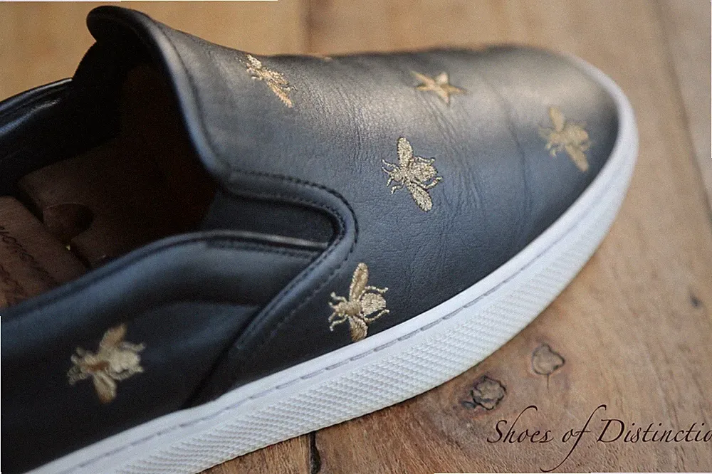 Gucci Bee Star Schwarz Leder Espadrilles Schuhe Halbschuhe Herren UK 9,5 US 10,5