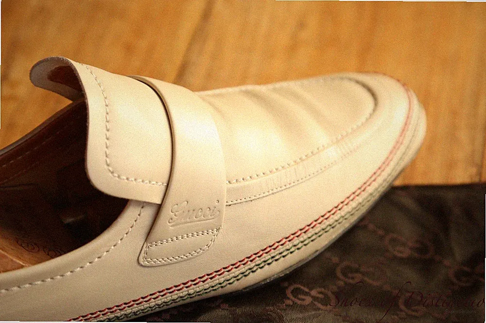 Gucci Beige Leder Halbschuhe Schuhe Herren UK 6 US 7 EU 40 E Vintage