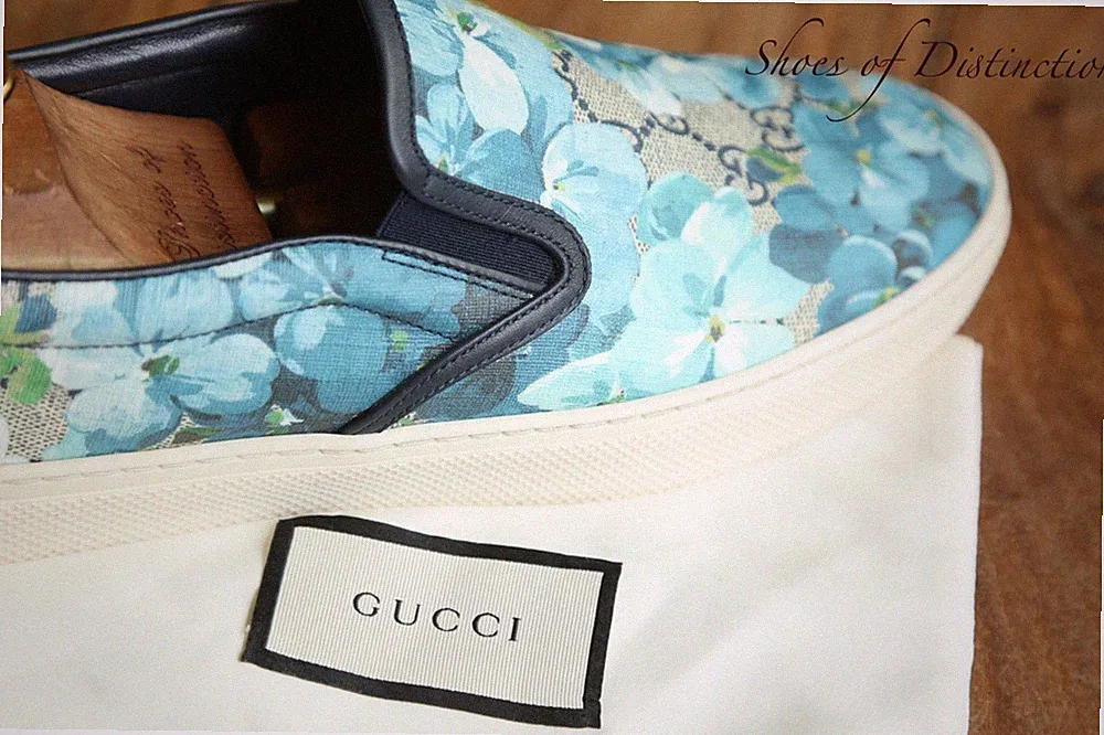 Gucci Bloom GG Monogram Blau Canvas Halbschuhe Espadrilles Herren UK 6,5 US 7,5