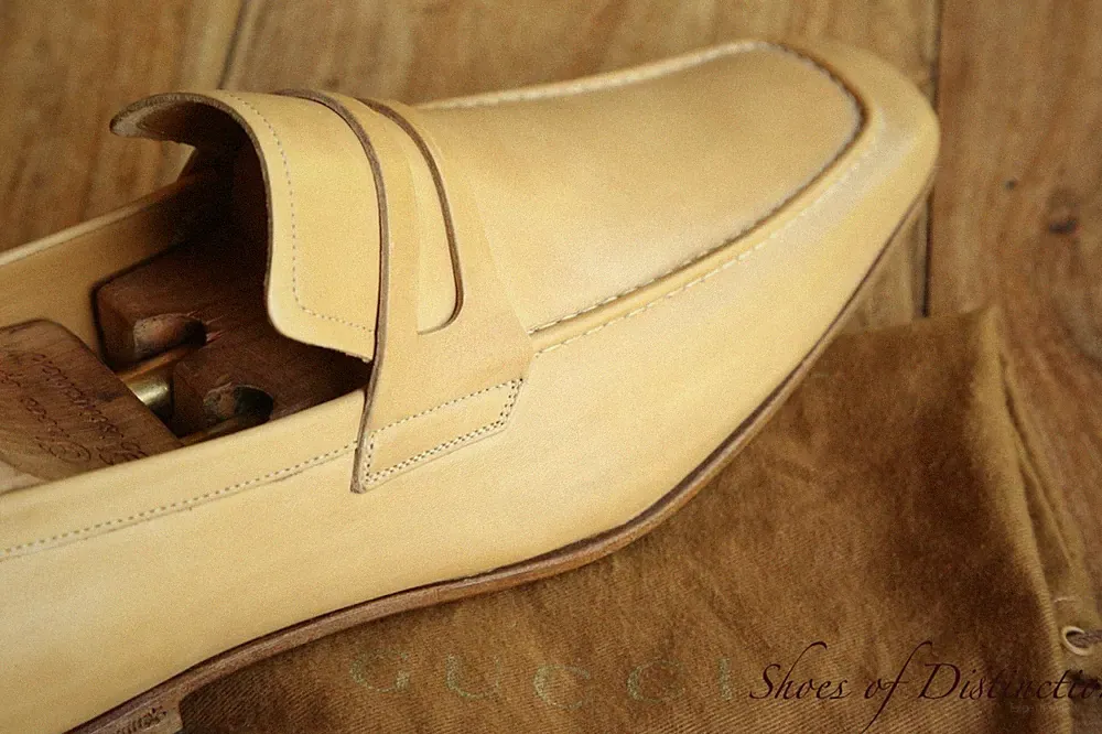 Gucci Braun Beige Leder Halbschuhe Schuhe Herren UK 8 E US 9 EU 42