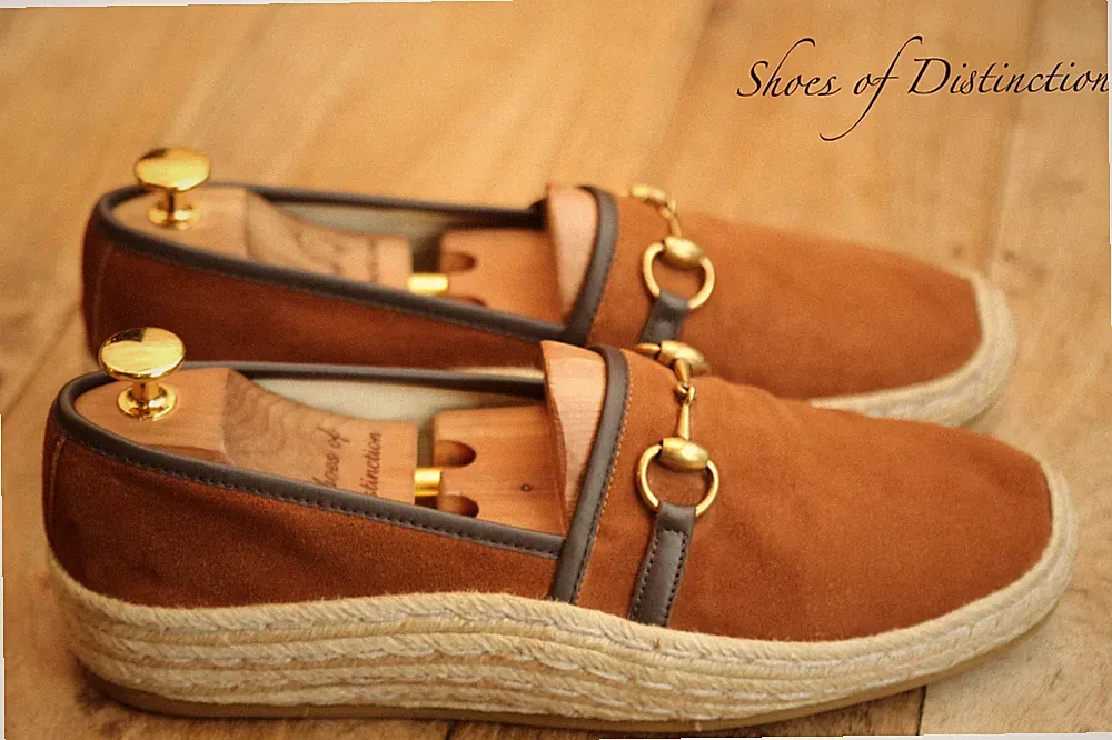 Gucci Braun Wildleder Espadrilles Messing Pferd Gebiss Schuhe Halbschuhe Herr...