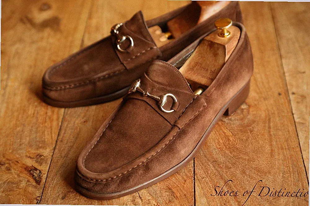 Gucci Braun Wildleder Silber GG Bit Halbschuhe Schuhe Herren UK 9 US 10 EU 43