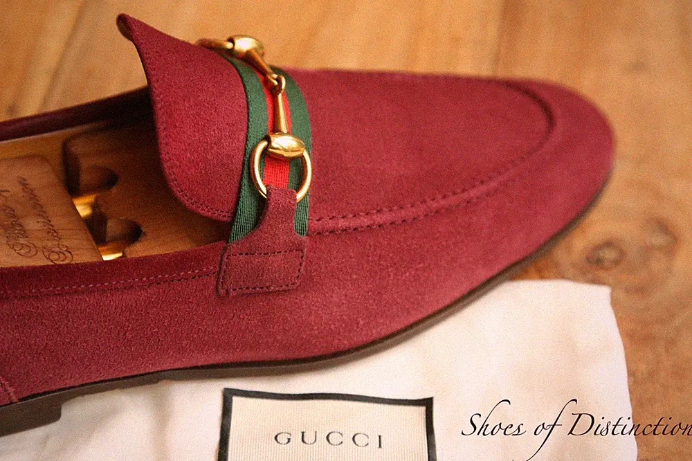 Gucci Burgund Wildleder Silber Bit Halbschuhe Schuhe Herren UK 9,5 US 10,5 EU 43,5