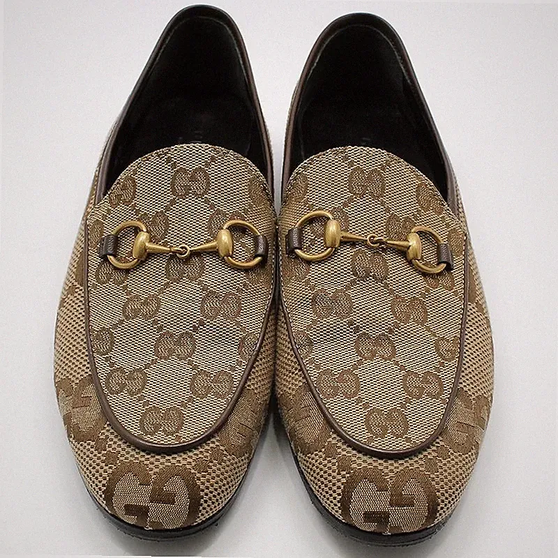 Gucci Canvas Loafer GG Gold Horsebit Jordan 37 118449658