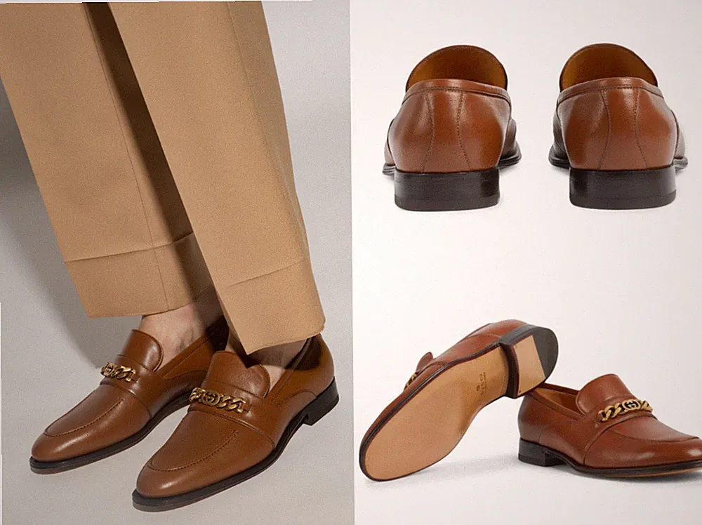 GUCCI Chain Slip-On Leder Loafers Sneakers Schuhe Mocassin Slippers Shoes 41