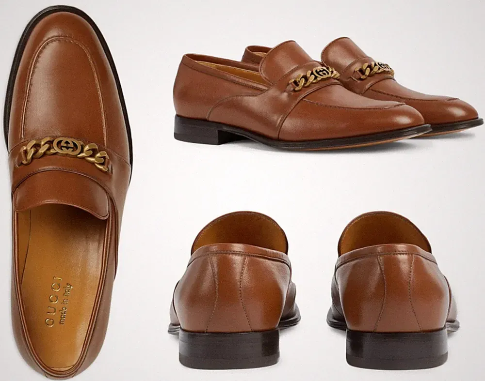 GUCCI Chain Slip-On Leder Loafers Sneakers Schuhe Mocassin Slippers Shoes 42