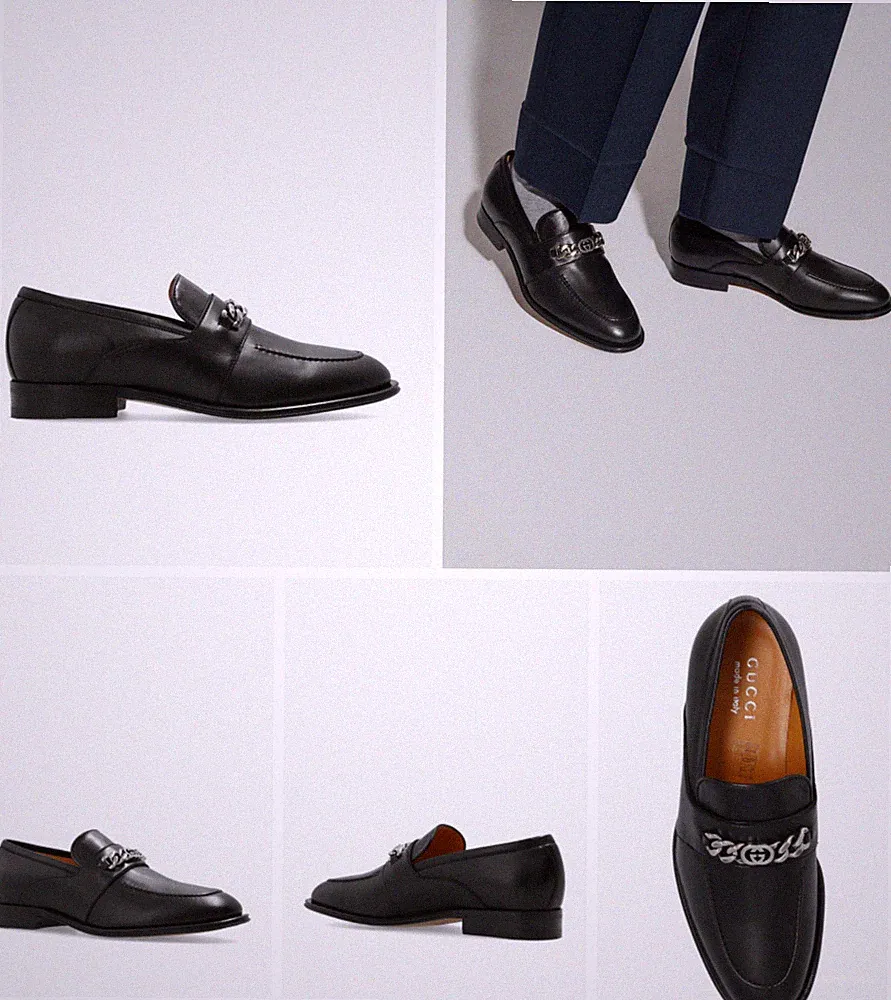 GUCCI Chain Slip-On Loafers Sneakers Derby Schuhe Mocassin Slippers Shoes 41,5